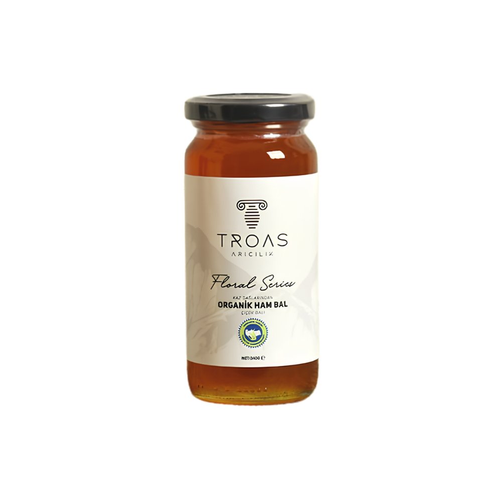דבש פרחי בר אורגני גולמי TROAS – 340 גרם